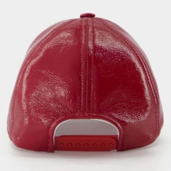 MONNIER COURREGES Signature Red Patent Leather Baseball Hat, NWT - Picture 2 of 10